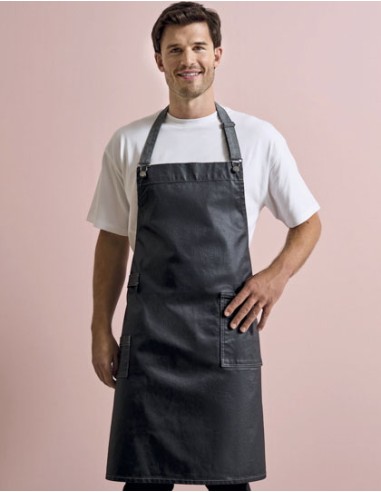 PRE-PR134-District Waxed Look Denim Bib Apron